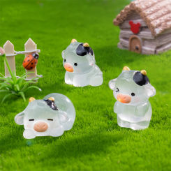 2 Pcs Cute Mini Realistic luminous Cow Miniatures & Figurines Resin Crafts Car Room Tabletop Gardening Ornaments Decorations