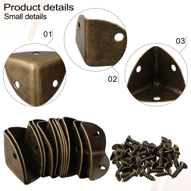 Description Picture 2 of item12Pcs Decorative Antique Jewelry Wine Gift Box Wooden Case Chest Edge Cover Corner Protector Guard 25mm With Screws