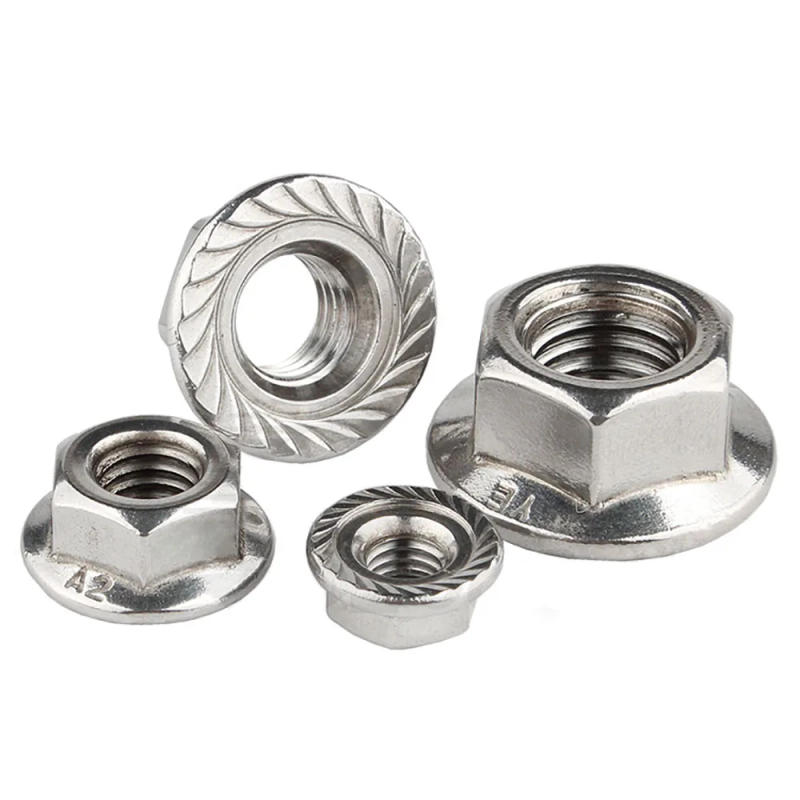 Description Picture 6 of item5-200Pcs Hexagon Flange Nuts M4 M5 M6 M8 M10 M12 201 Stainless Steel Hex Flange Face Nuts With Auto-Locking Serrated Screw Locks