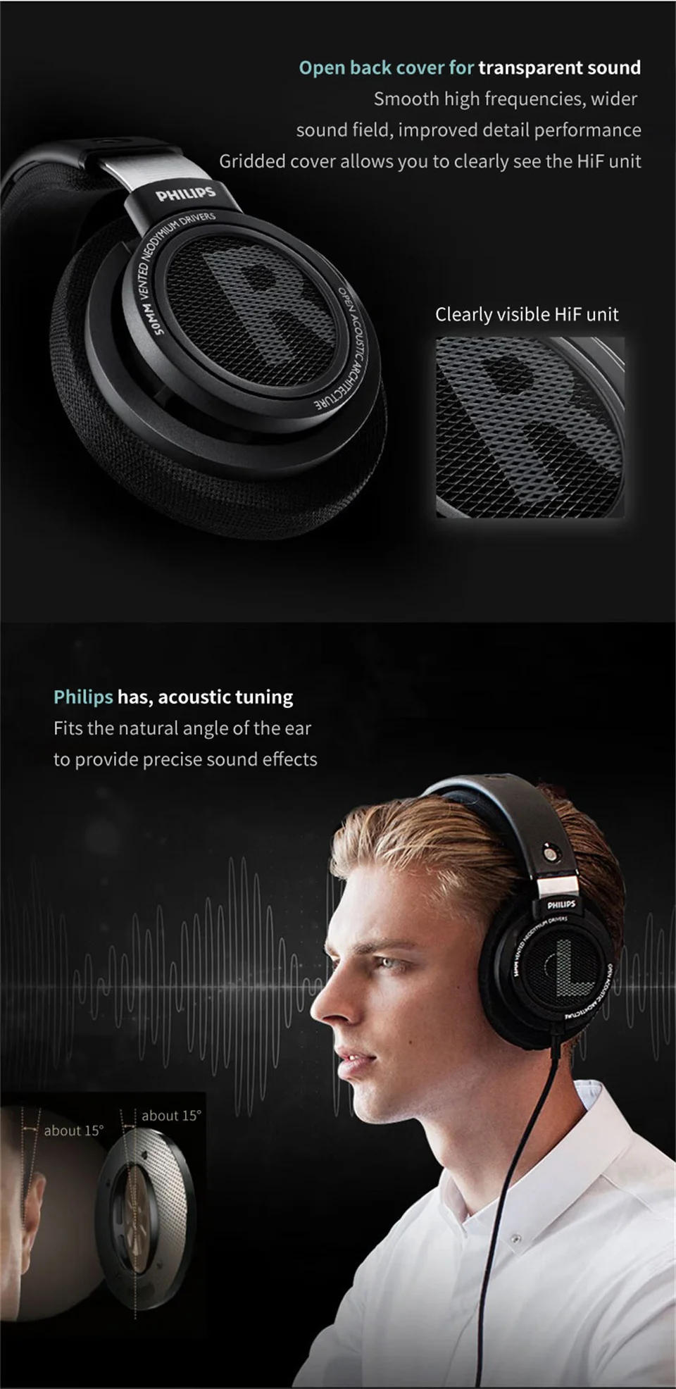 Description Picture 6 of itemPhilips SHP9500 Headphone HiFi Stereo Wired Earphone Computer Online Learning Earbuds Esports Game 3.5mm 6.3mm Universal Headset