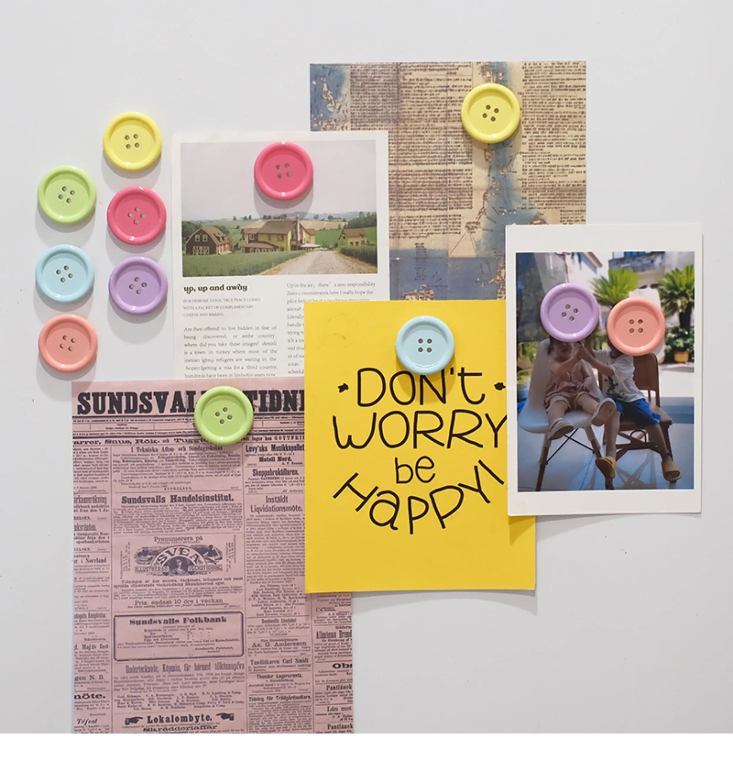 Description Picture 2 of itemCandy Colored Buttons Fridge Magnet Photo Message Board Magnetic Home Decoration