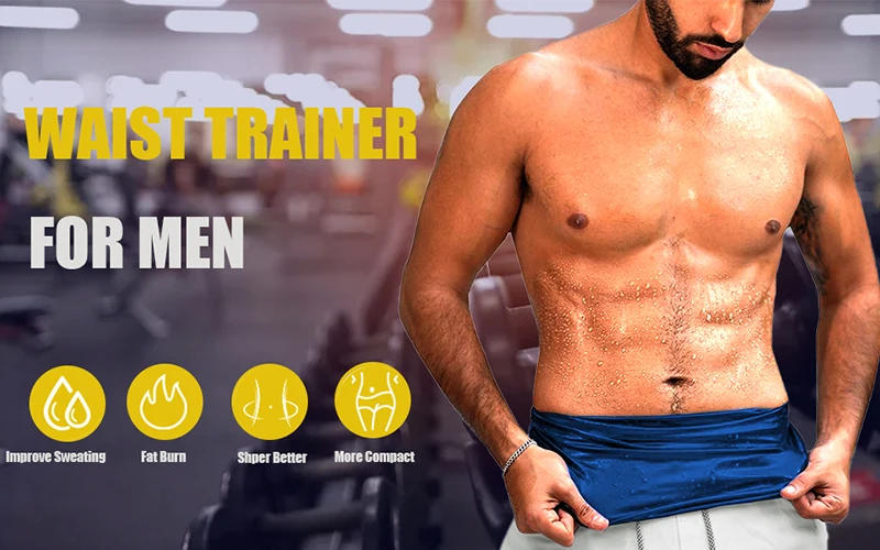 Description Picture 2 of itemMen Slimming Body Shaper Sauna Sweat Belt Waist Trainer Corsets Belly Girdle to Lose Weight Belly Fat Burner Burning Man