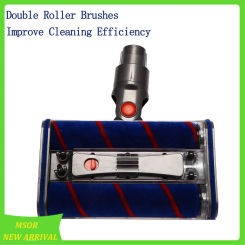 Doings!2X Motorized Double Floor Brush Head Tool For Dyson V8 V7 V10 V11 Vacuum Cleaner Soft Sweeper Roller Head Floor Brush