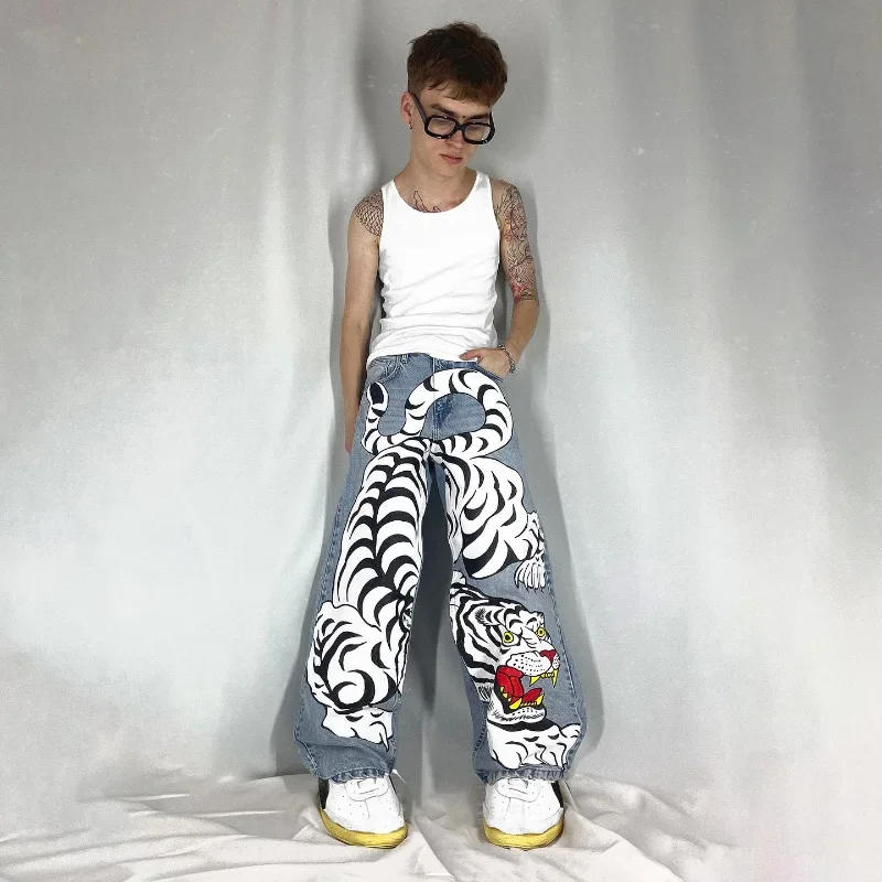 Description Picture 4 of itemY2K Baggy Jeans Harajuku 2000s Streetwear Vintage printing Oversized Hip Hop loose Jeans rock Gothic fashion Wide Trousers pants