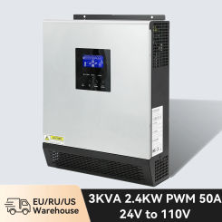 PWM Solar Inverter 24V 2400W 3KVA 110V 50A Pure Sine Wave Inverter Off Grid
