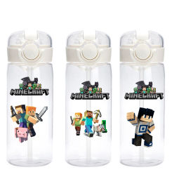 Game Minecraft Cartoon Water Bottle 400ml Portable Plastic Water Glass Adult Kid High Capacity Sports Game Water Cup