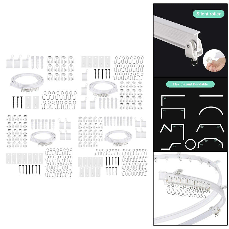 Description Picture 3 of itemCurved Curtain Track Rail Set Rollers Hooks for Balcony Bedroom RV Curtains