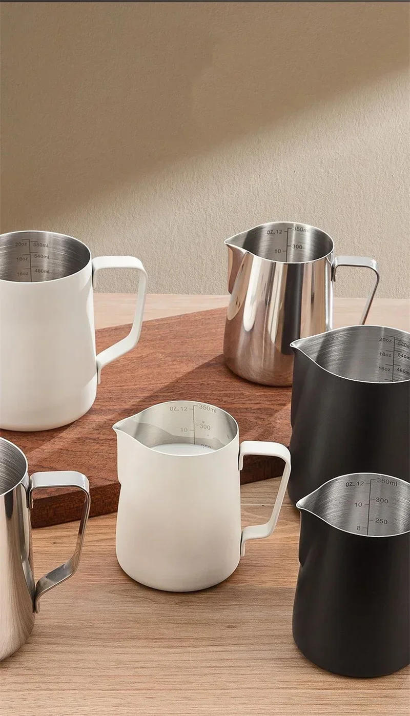Description Picture 6 of item304 Stainless Steel Coffee Pots with Scale Coffee Milk Frothing Pitcher Jug Espresso Steaming Pitchers Milk Foam Jug Coffee tool