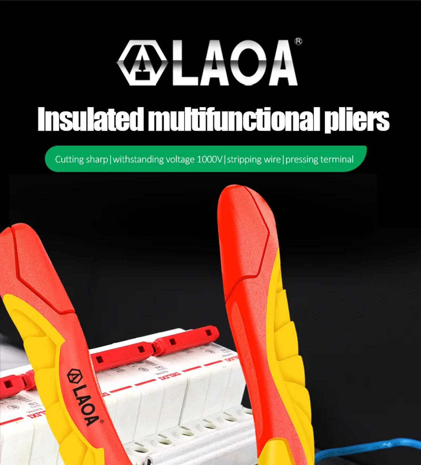 Description Picture 2 of itemLAOA Insulated Pliers Set Needle Nose Wire Cutters Crimping Cable Shearing Withstand Voltage 1000V