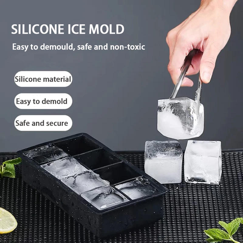 Description Picture 4 of item4/6/8/15 Grid Big Ice Tray Mold Giant Jumbo Large Food Grade Silicone Ice Cube Square Tray Mold DIY Ice Maker Ice Cube Tray