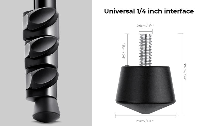 Description Picture 3 of itemK&F Concept 3Pcs Universal Tripod Foot Spikes Set 1/4 Inch Thread Rubber Anti-Slip Tripod Monopod Legs Feet Replacement Parts