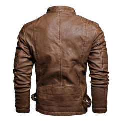Motorcycle Jacket Men Autumn Winter PU Leather Slim Fit Fleece Warm s Fur High Quality Faux Coat