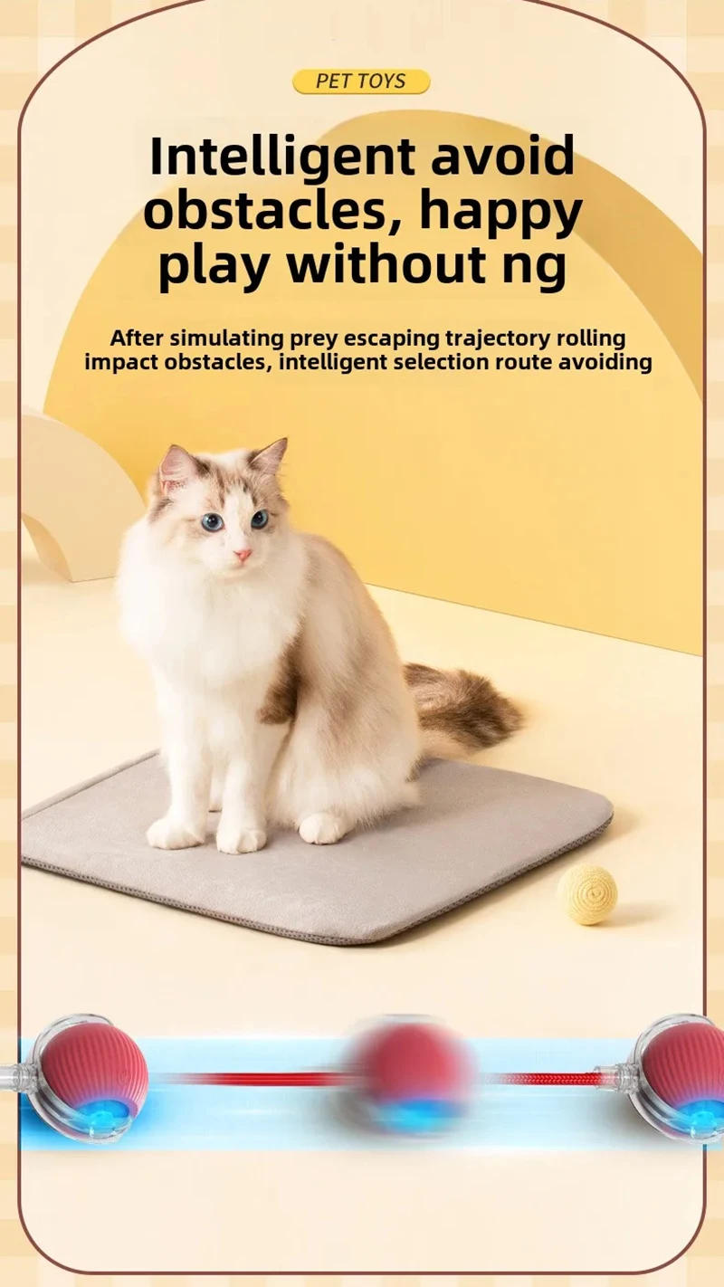 Description Picture 6 of itemCat Interactive Ball Toy Automatic Rolling Ball with Tail Rechargeable Smart Pet Interactive Toy Intelligent Mouse for Cat