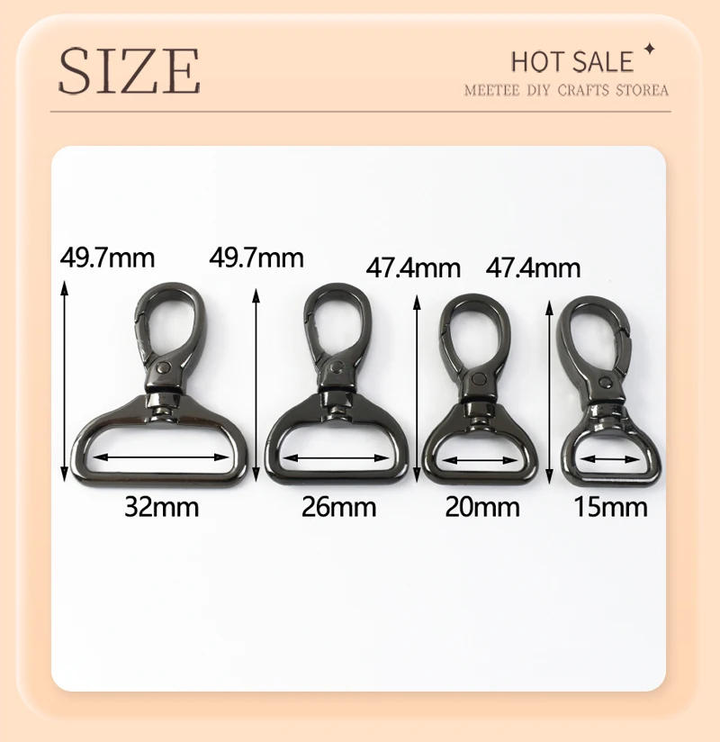 Description Picture 4 of item5Pcs 16-32mm Lobster Clasp Carabiner for Bag Dag Collar Clamp Hook Webbing Strap Swivel Trigger Metal Clip Buckle Craft Hardware