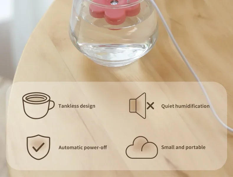 Description Picture 3 of itemSmall Flower USB Humidifier Portable Desktop Mini Water Replenishing Spray Home Ipx7 Waterproof Atomizer Diffuser
