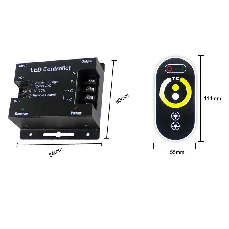 Description Picture 3 of itemWireless remote control Touch Dimmer Controller DC12V 24V RF Controller for CCT Strip LED Lights Dimmer