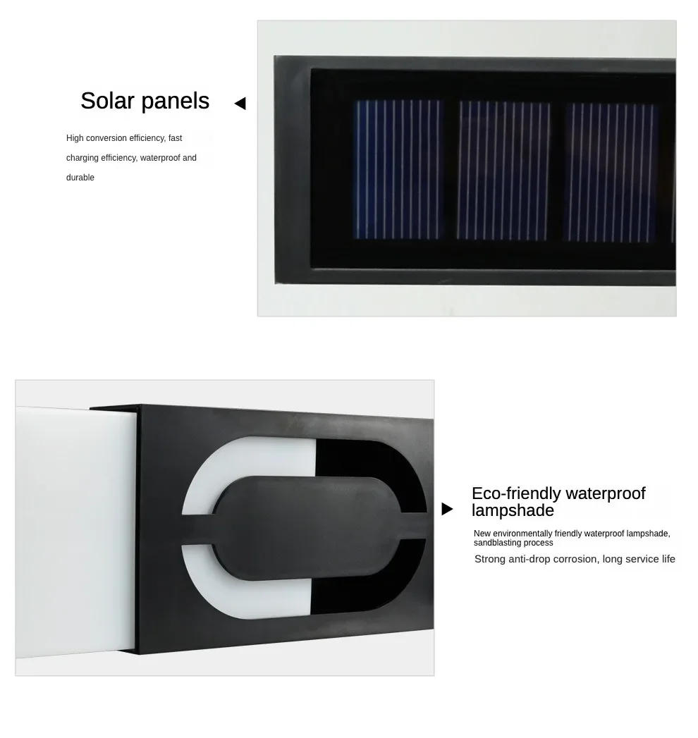Description Picture 5 of item0 To 9 Outdoor Solar Wall Lamp Home Decoration Door Plates House Address Number Street Road Modern Nordic Alphabet Wall Sconce