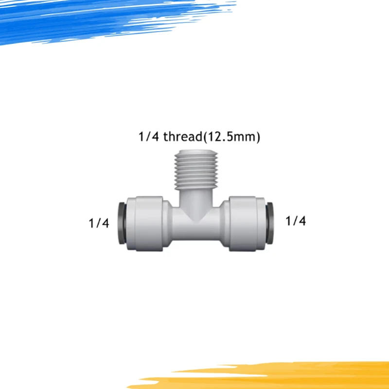 Description Picture 4 of itemTee Type RO Water Fitting Male Female Thread Quick Connection 1/4 3/8 Hose PE Pipe Connector Water Filter Reverse Osmosis Parts