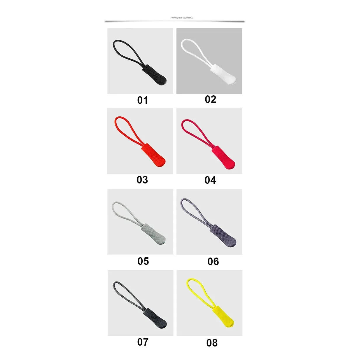 Description Picture 4 of item10pcs Colorful Zipper Puller Cord Zip Puller Replacement Ends Lock Zips Travel Bags Clip Buckle Sport Garment Parts