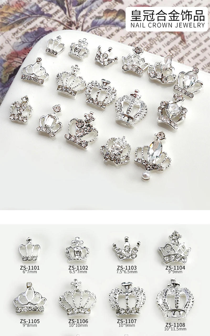 Description Picture 2 of item10pcs Luxury Ice Translucent Crystal Diamonds Crown Alloy Nail Art Rhinestones Jewelry Decorations Manicure Ornaments