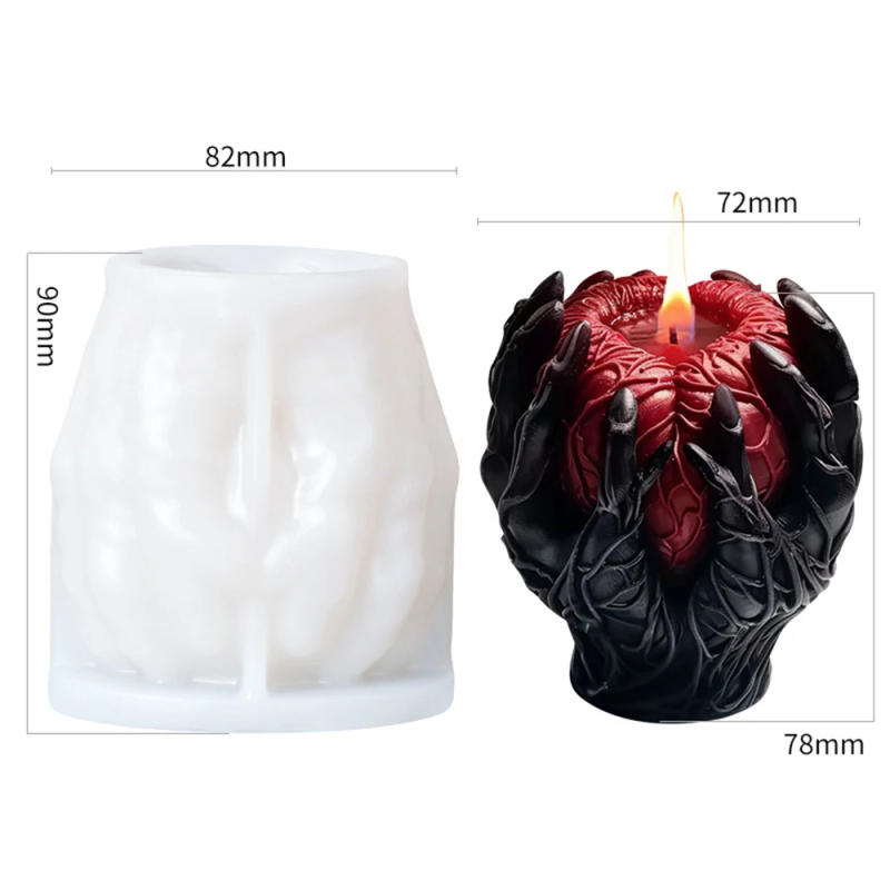 Description Picture 6 of itemHalloween Holding Heart Scented Candle Silicone Mold for Soap Ice Candle Cake Chocolate Fruit Pie Food Grade Silicone Mold Only