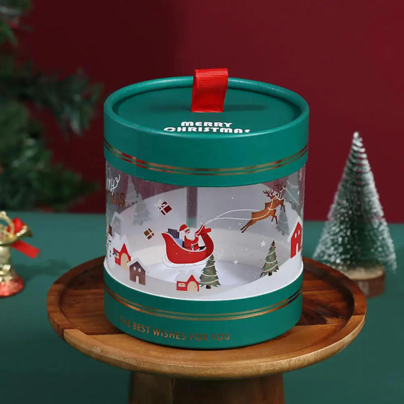 Description Picture 6 of itemChristmas Gift Packaging Box Festive Dessert Party Decoration Treats Cake Hug Bucket Plastic Transparent Storage Case Home