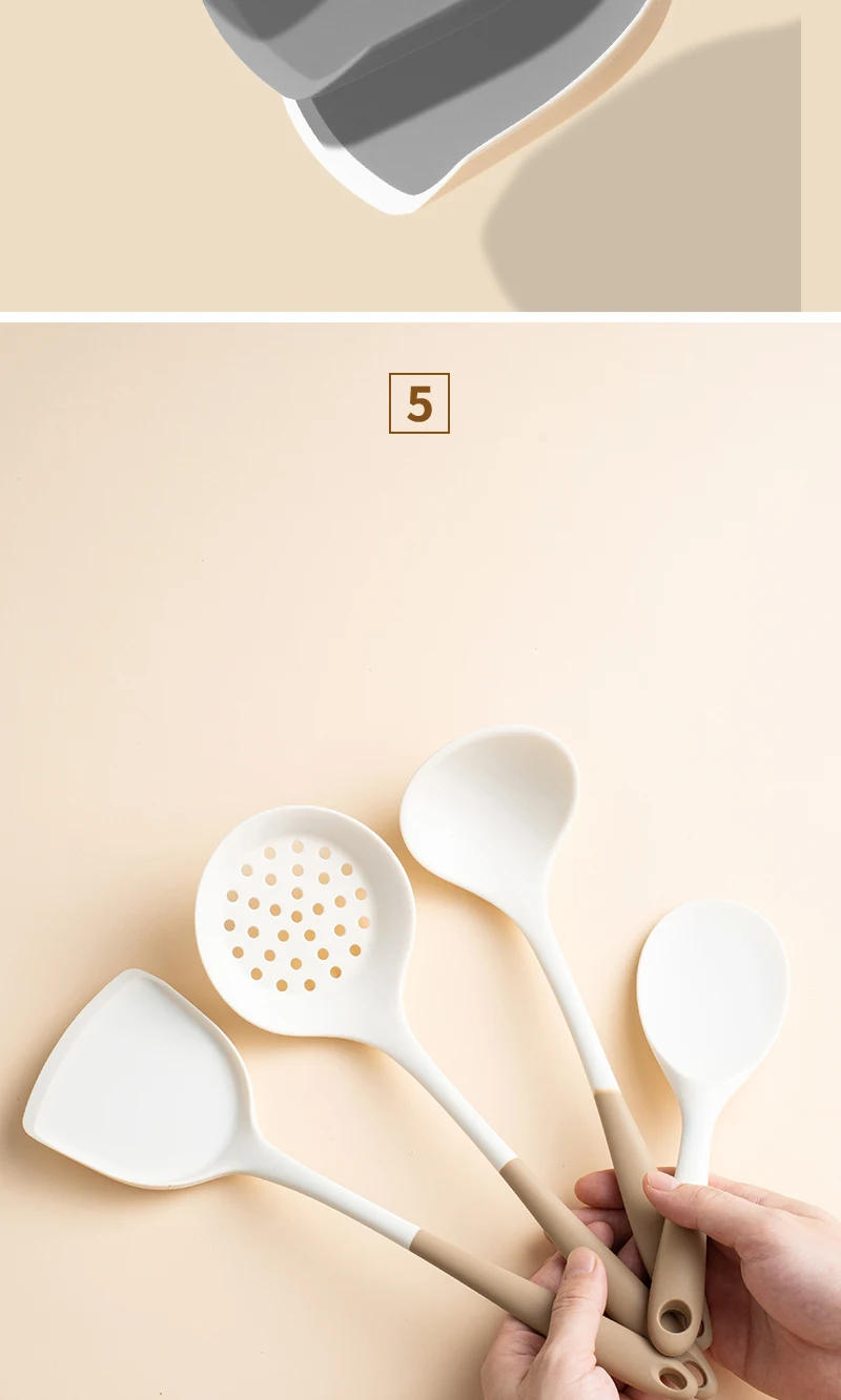 Description Picture 6 of item4-Piece Silicone Kitchen Utensil Set with Non-Stick Pans Silicone Spatula Soup Ladle Slotted Spoon Cooking Tools for Kitchen
