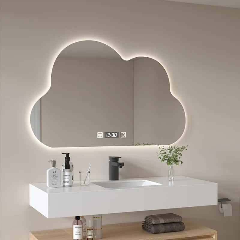 Description Picture 6 of itemDressing Table Makeup Lamp Mirror Irregular Shaped Cloud Smart Bathroom Mirror Bathroom Household Lamp Defogging Mirror