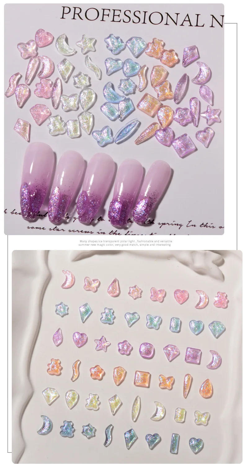 Description Picture 4 of itemAbout100pcs Alien Aurora resin shaped Diamond Nail Art Charms Crystal  Rhinestones Decorations 3D Gems Manicure Accessories