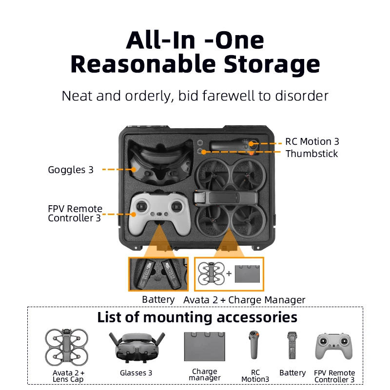 Description Picture 5 of itemFor Avata2 Waterproof Box for DJI Goggles 3/ DJI FPV Motion3/Integra Battery Housekeeper Controller Handbag for DJI AVATA2