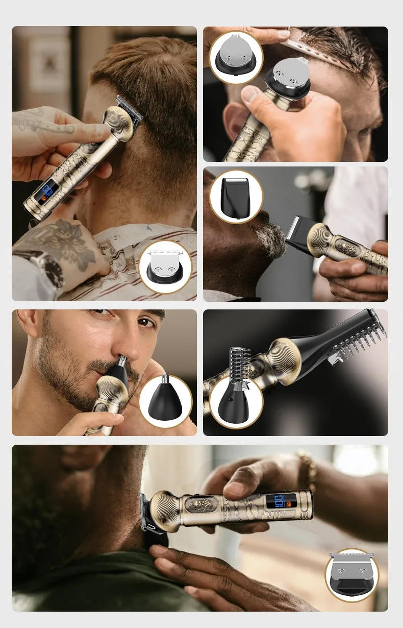 Description Picture 5 of itemResuxi 5618 New 6 in 1 Full Body Wash Hair Clipper Multifunctional Head Changing Electric Shaver Ear Nose Trimmer Set