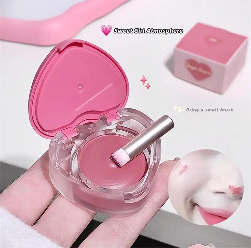 Description Picture 4 of itemHeart-shaped Blush Cream Lip Cheek Dual-purpose Lip Mud Long-Lasting Tender Look Uplifting Color Matte Monochrome Blusher Cream