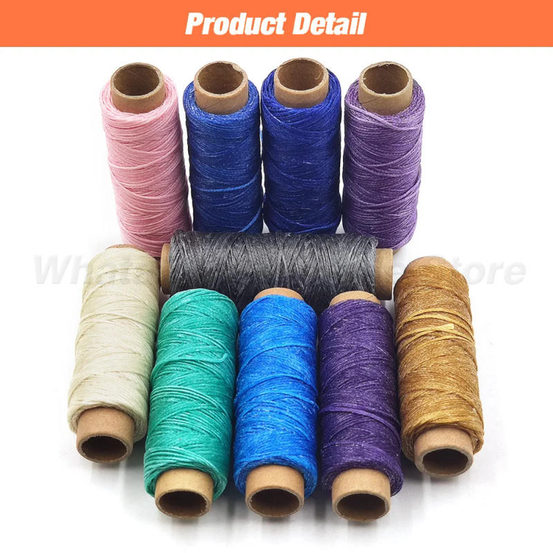Description Picture 5 of item50/30/12M 150D 0.8mm Thickness Flat Waxed Thread Flat Waxed Sewing Line Waxed Cord Hand Stitching Thread For Leathercraft DIY