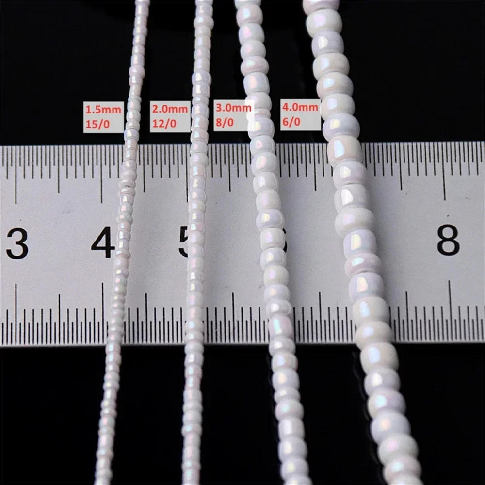 Description Picture 5 of itemWhite Series Czech Glass Seedbeads Multi Size 1.5mm 2mm 3mm 4mm Round Spacer Beads For DIY Jewelry Making Garments Accessories