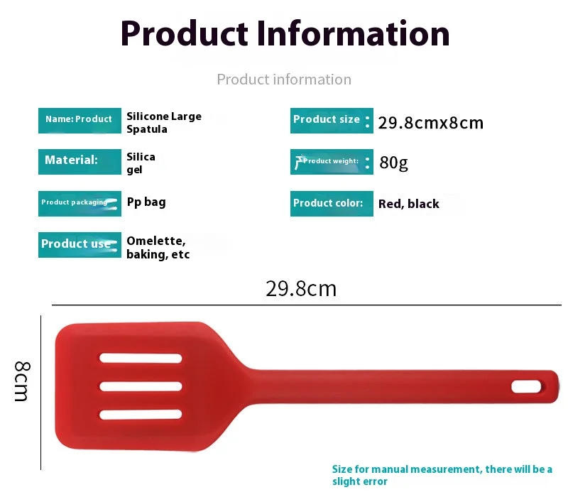Description Picture 4 of itemFood Grade Heat-Resistant Non-Stick Silicone Turner Spatula Cooking Shovel For Egg Burgers Pizza Pancake Steak