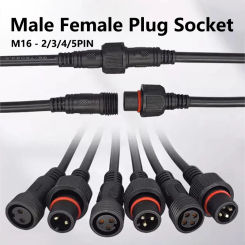 5/20Pcs M16 Waterproof 2 3 4 5 Pin IP65 Cable Wire Plug for LED Strips Male and Female Jack 22mm nut Connector 20CM OD 6mm
