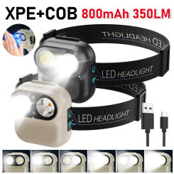 XPE+COB High Power LED Headlamp Sensor Headlight Head Torch Flashlight Head Lamp LED Work Light USB  Waterproof for Fishing