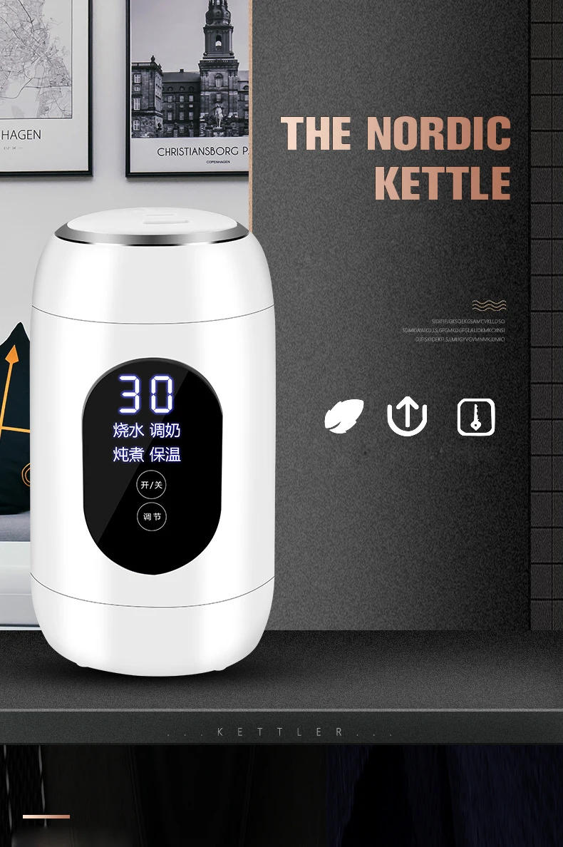 Description Picture 2 of itemMini Kettle Electric Thermos Travel Water Bottle Portable Health Stew cup Heater Boiler Pots Smart Mug Stainless Steel teapots