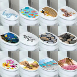 1pc 3D Toilet Seat Wall Sticker Art Wallpaper Bathroom Decals Self-adhesive Removable Toilet Lid Sticker Home Decor Accessories