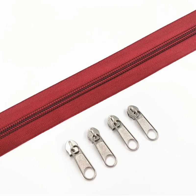Description Picture 5 of item1/2/3/5/8/10 Meters 5# Long Nylon Zippers Rolls with 2/4/6/10/16 /20 Pieces  Zipper Slider For Tailor Sewing Accessories