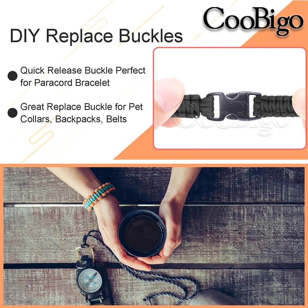 Description Picture 5 of item10pcs Mini Quick Side Release Buckle Curved for DIY Paracord Bracelet Pet Collar Sewing Accessories Plastic Black Webbing 10mm