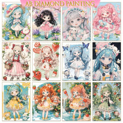 5D DIY Diamond Painting Comic Cartoon Girl Full Round Cross Stitch Suitable for Handmade Embroidery Hobbies Home Decor Gifts