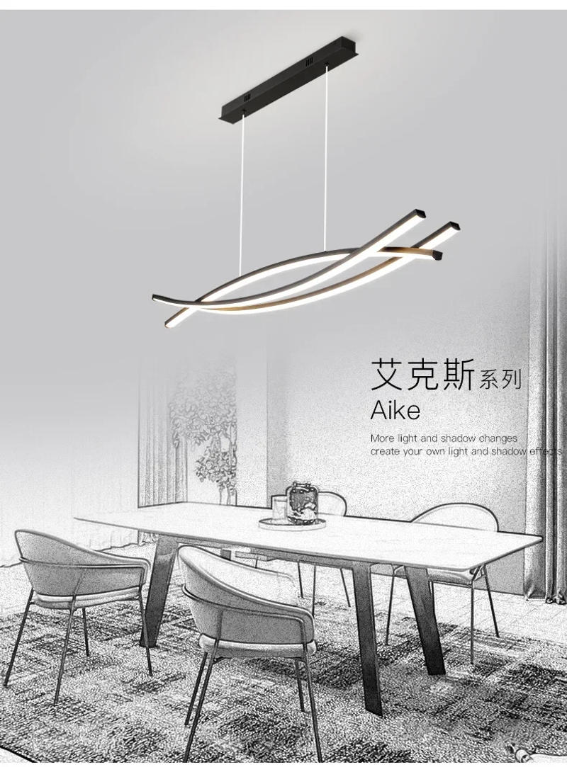 Description Picture 2 of itemModern Simple LED Dining table Chandelier Luxury Home Interior Decoration Droplight Hotel Bar Counter Long Pendant Light