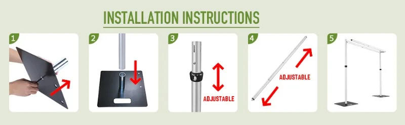 Description Picture 5 of item6-10Ft Adjustable Double Crossbar Pipe&Curtain Decoration Backdrop Frame,Portable Pipe Kit For decorative Wedding Centerpieces