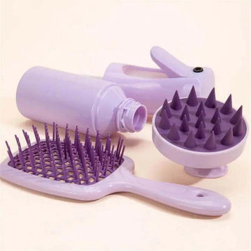 3Pcs/set Hairdressing Wide Teeth Scalp Massage Combs Set Beauty Tool Wet Dry Use Hair Spray Bottle Hollow Out Comb