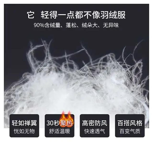 Description Picture 3 of itemMen Spring Jacket Ultra Light Thin 90% White Duck Down Jackets Casual Portable Spring Coat for Men Down Parkas Size M-5XL