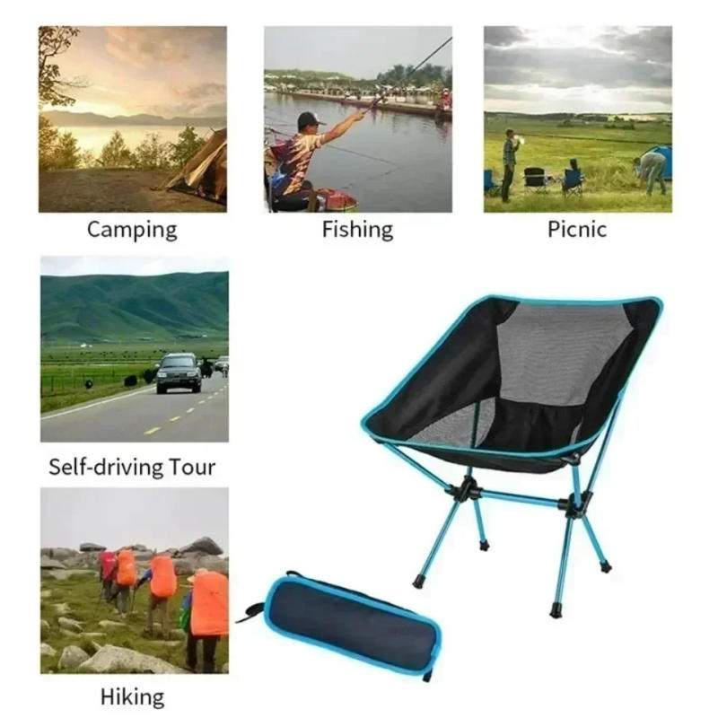 Description Picture 4 of itemDetachable Portable Folding Moon Chair Outdoor Camping Chairs Beach Fishing Chair Ultralight Travel Hiking Picnic Seat Tools