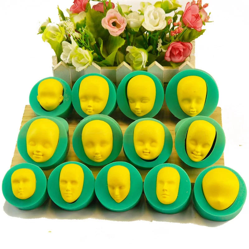 Description Picture 4 of item13pcs Doll Face Silicone Mold Cartoon Doll Head Candy Cookie Molud DIY Cake Decoration Baking Tools Clay Chocolate Pastry Molds