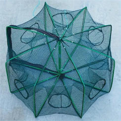 1pc Foldable Hexagon Fishing Trap Net With 6 Holes For Minnow, Crab, Crawdad, Shrimp, Fishing Accessories 