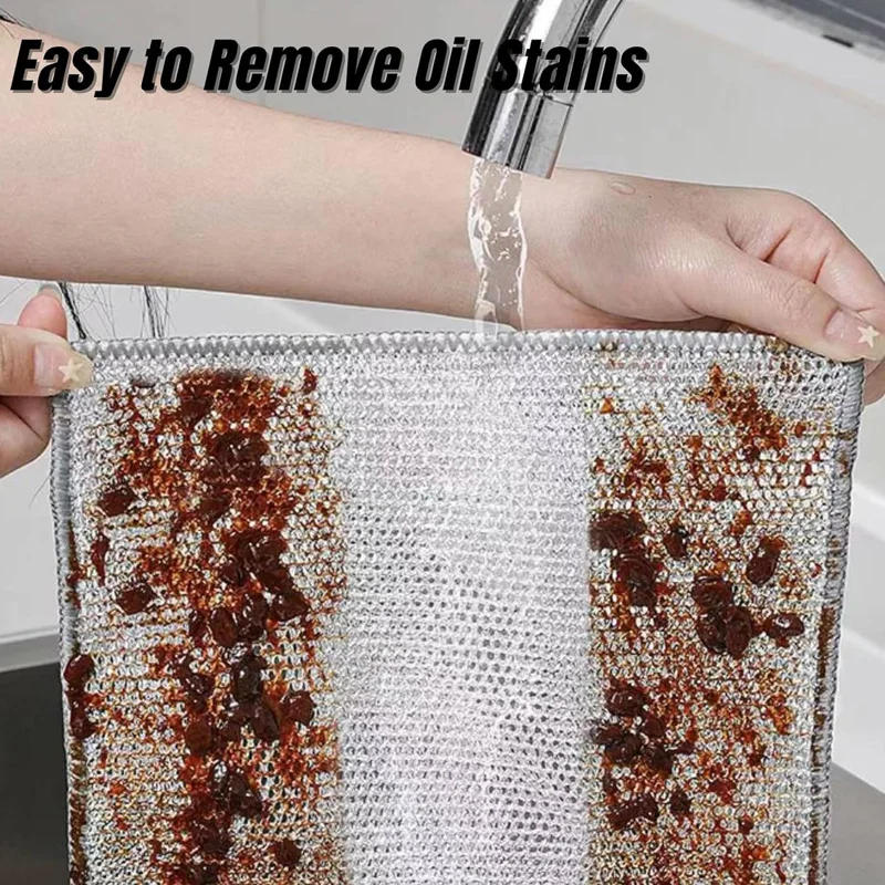 Description Picture 5 of itemMagic Wire Cleaning Cloth Kitchen Cloths Washable Multipurpose Anti Scratch Cloth Metal Wires Rags Kitchen Cleaning Cloth 10-2pc